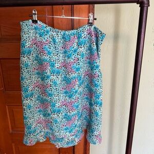 Vintage Floral Print Skirt in Blue and Purple